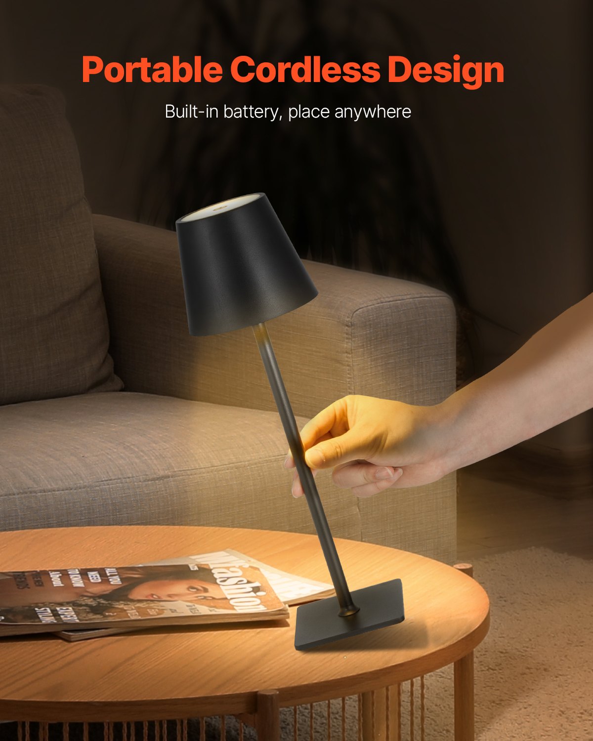 LUMÈRA The Ember portable cordless lamp dimmable touch control on dining table