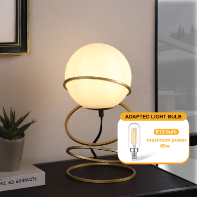 LUMÈRA The Glow matte gold spiral table lamp with white glass globe shade