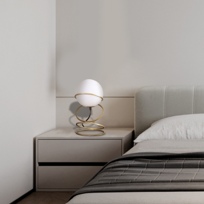 LUMÈRA The Glow lamp white glass shade detail with brushed gold finish