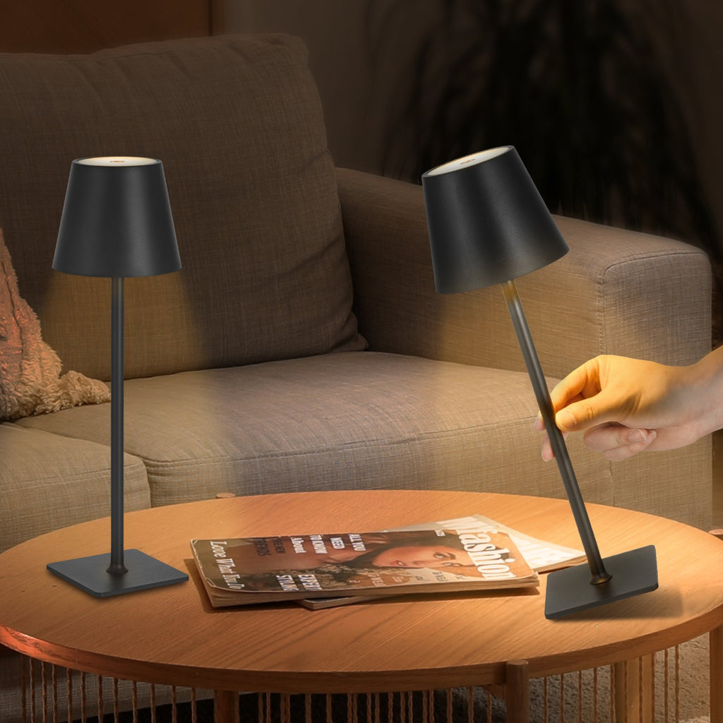 LUMÈRA The Ember matte black cordless touch table lamp set of 2 on nightstand